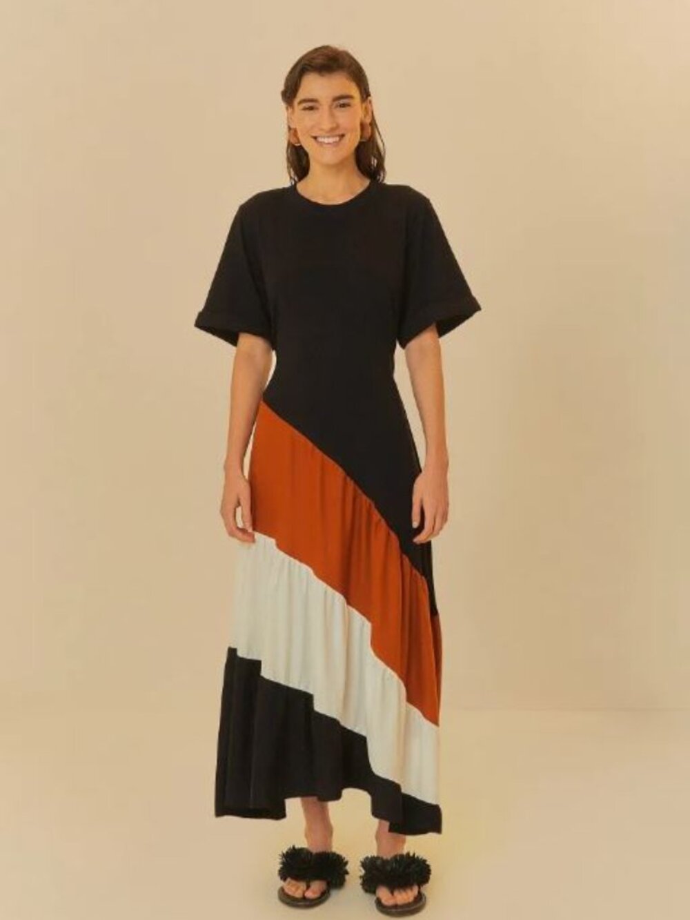 Rare FARM Rio Marias Patch Colorblock Maxi Dress XS NWT - Brazil Line Exclusive!